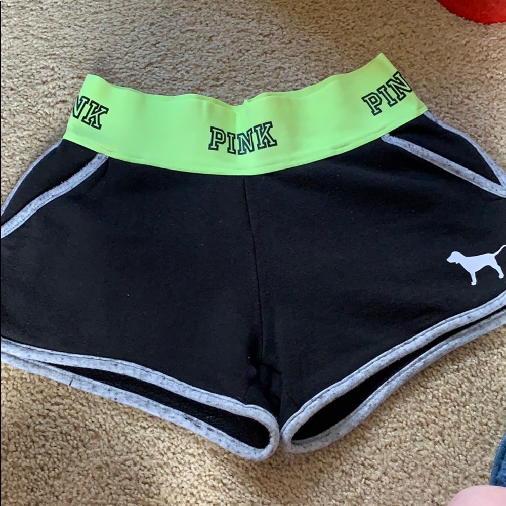 Neon yellow Love pink shorts